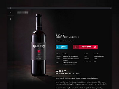 Wine Product Detail - clean eCommerce Detail Design clean dark design ecommerce material product shop ui ux vineyard website wine