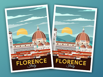 Poster Design Florence City, Italy. adobe illustrator adobe photoshop colorful design graphic design illustration poster vector