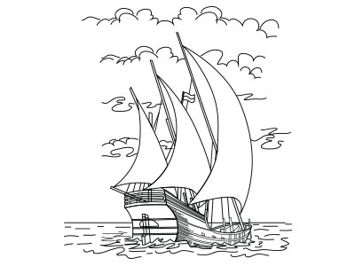 Ship adobe illustrator adobe photoshop. black white clouds illustration line art ocean ship sky