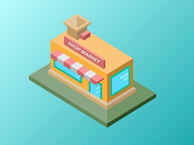 Isometric Building Shop 01 adobe illustrator adobe photoshop building colorful. illustration isometric shop