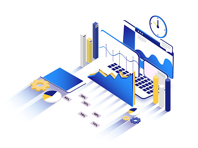 Isometric Illustration 03 adobe illustrator adobe photoshop colorful. concept data analysis icons illustration isometric