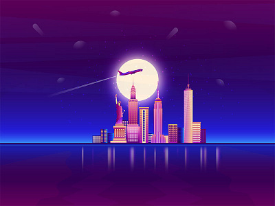 Illustration City . adobe illustrator adobe photoshop buildings colorful graphic design illustration moonlight vector