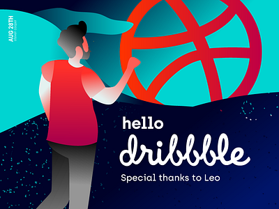 HELLO DRIBBBLE branding design debut design illustration typography vector