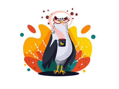 Sleepy Owl animal coffee illustration ipad owl vector vectornator