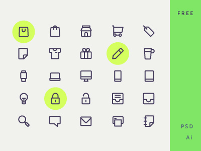 Free Icon Set vector essential device shopping icon design icon set freebie