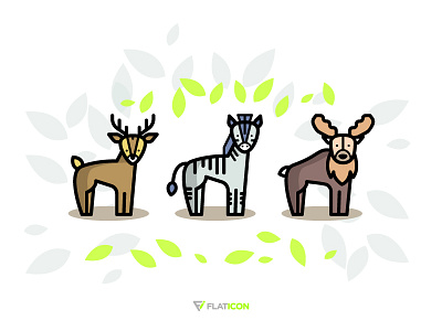 Forest Animals Icons animals deer forest icon illustration jungle moose zebra