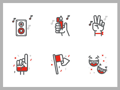 Vodafone Icons concert flag football hand icons light music peace speaker sports teather vodafone