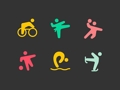 Sports Icons bicycle football icon karate olympic ski sport swimming symbol voleyball