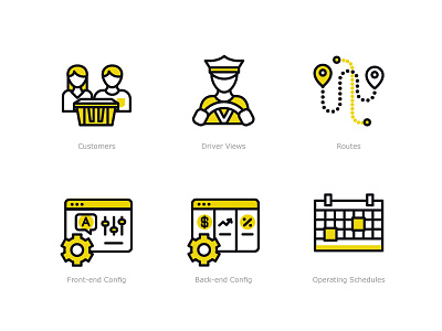 Boxbee Dashboard Icons calendar config customer driver icon illustration location map pin route setting