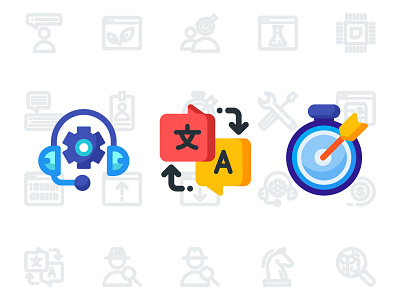 Seo Pack icon icon design icons illustration seo support target time translate