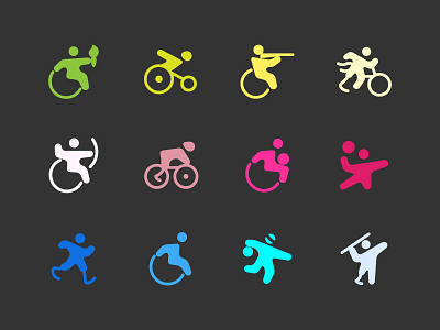 Paralympics Icons athlete disable glyph icon icon design illustration paralympic pictogram sport sports