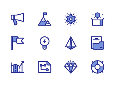 Startup Icons chart flag icon icons illustration note product promote startup