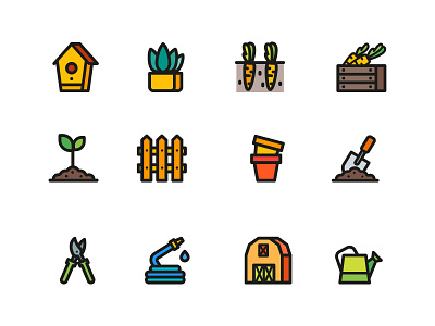 Gardening Icons farm garden gardening icondesign icons illustration plant