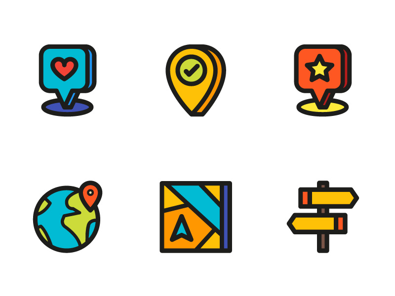 Location Icons direction favorite icon icondesign illustration location map pin