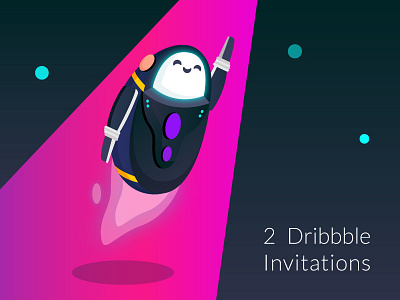 Dribbble Invitations dribbble illustration invitation invite robot space
