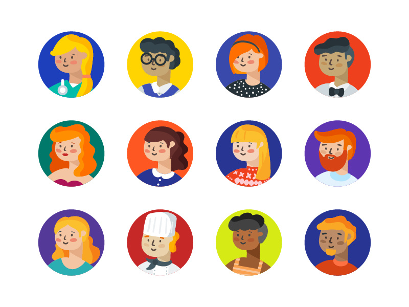 Avatars people human illustration face boy girl woman man user icon avatar
