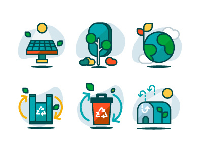 Ecology Icons 02 solar earth illustration recycle icon ecology