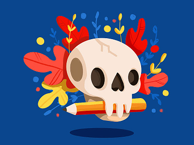 Skull Illustration illustraion pencil plants procreate procreateapp skull