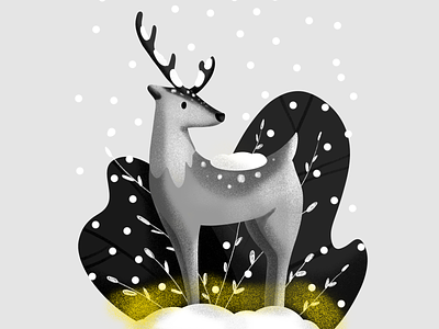 Inktober Day 11: Snow animal illustration procreate reindeer snow winter