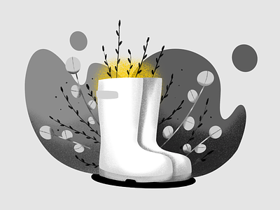 Inktober Day 20: Tread autumn boot illustration plant procreate rain tread