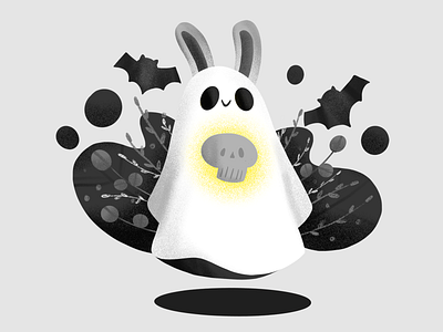 Inktober Day 22: Ghost bat cute ghost halloween illustration procreate rabbit scary skull