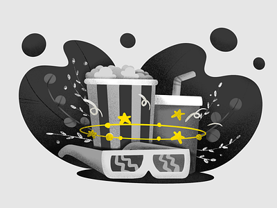 Inktober Day 24: Dizzy 3d cinema coke dizzy illustration popcorn
