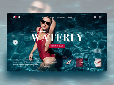 SUMMER POOL CLUB_WATERLY design layers pool summer two colors typography ux web website