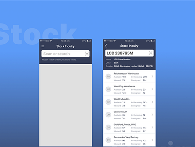 Stock Inquiry app inquiry inventory management mobile app stock ui ux