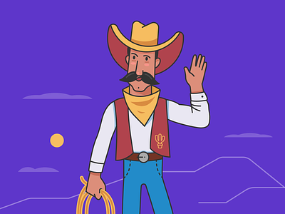 Lasso cowboy branding character cowboy design flat graphic design illustration illustrations lasso mascot vector