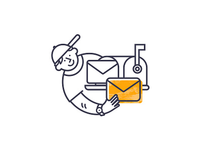 Email email illustration illustrations letter line lineart mailbox man