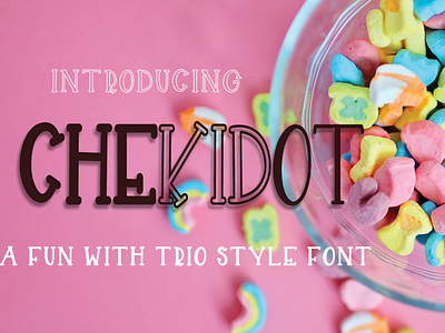 CHEKIDOT - A FUN WITH TRIO STYLE FONT chekidot dino dinosaur display double line double stick font fun heart heart in o lines lovable love playful rawr rwar stick two line two lined typeface