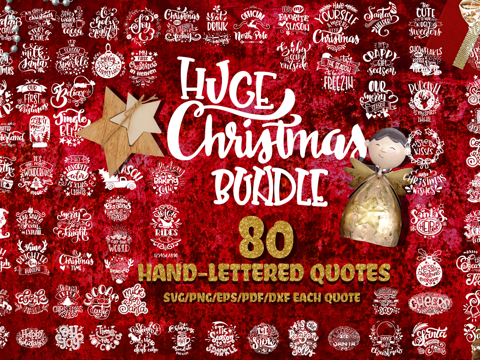 Download Christmas Svg Bundle Big Set Of 80 Quotes By Font Lettering On Dribbble PSD Mockup Templates