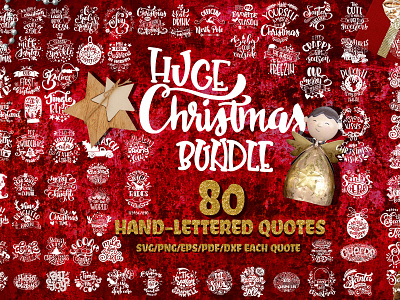 Download Christmas Svg Bundle Big Set Of 80 Quotes By Font Lettering On Dribbble