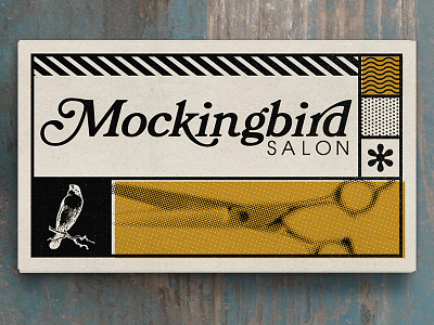 Mockingbird Salon bird business card design hair logo mockingbird pattern salon scissors