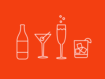 It's a party beer champagne cocktail icons line art mixed drink party wine