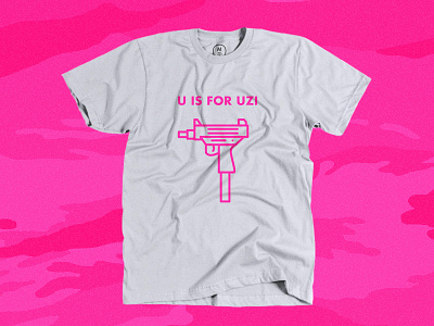 U is for Uzi cotton bureau design gun pink shirt tshirt uzi