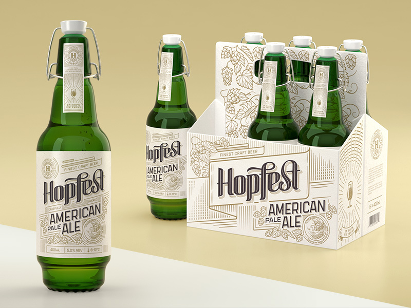 Hopfest American Pale Ale apa classic multipack 6pack premium vintage branding design bottle ale pale american