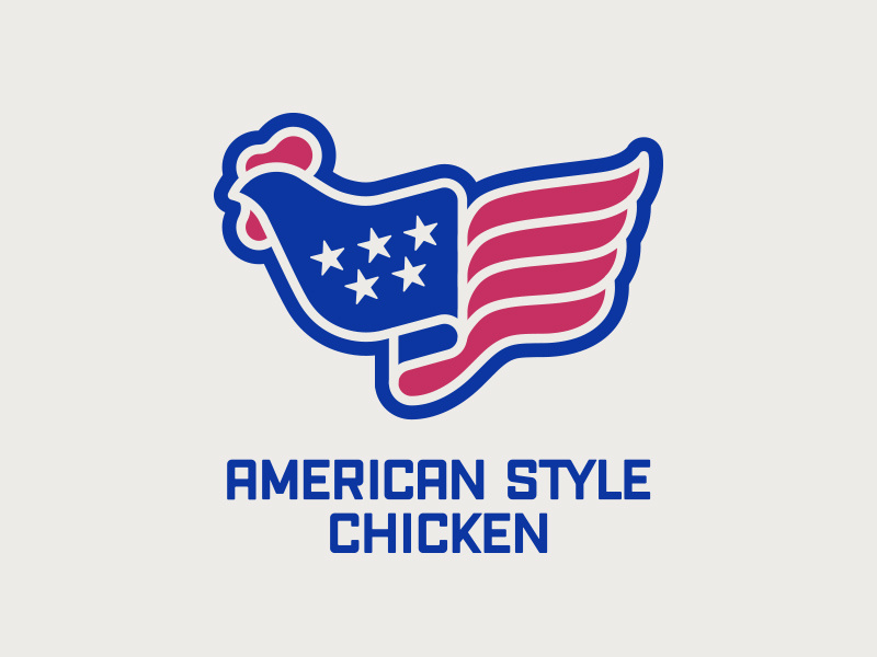 American Style Chicken Logo identity logo brand foodtruck restaurant chicken flag american