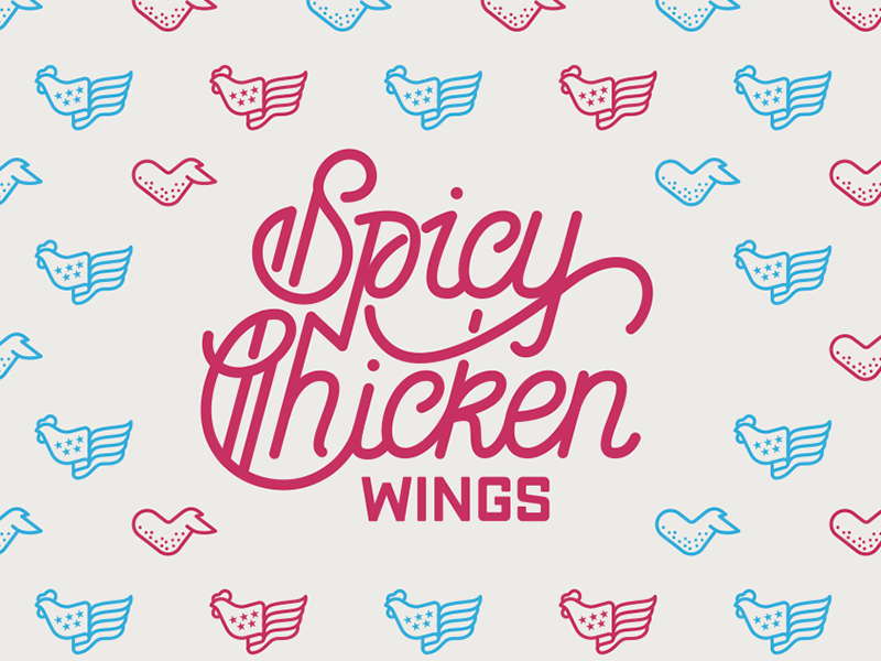 Spicy Chicken Wings design graphic pattern lettering vector