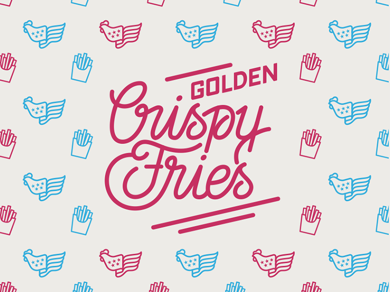 Golden Crispy Fries lettering design graphic pattern lettering vector
