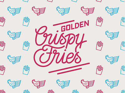 Golden Crispy Fries lettering design graphic lettering pattern vector