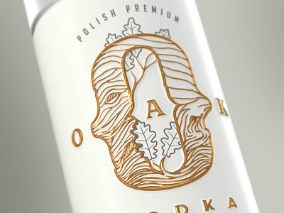 Oak Vodka branding bottle branding brass ceramics emboss oak premium vodka wedding white