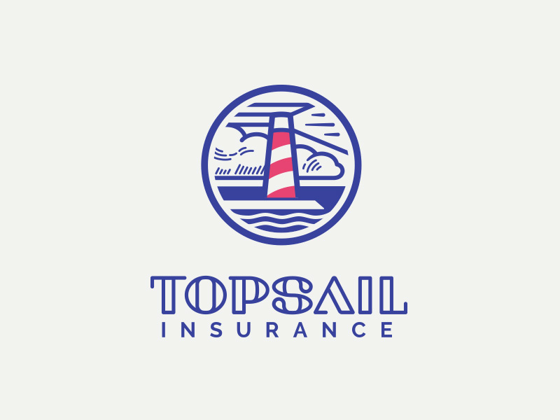 Topsail Insurance logo light bulbs rebranding corporate identity sail sea insurance marine logo lighthouse