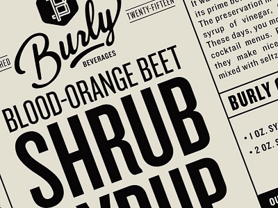 Burly Shrub Labels branding craftsoda packagedesign soda typography