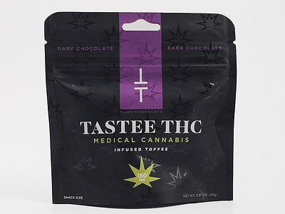 Snack Size Tastee THC branding cannabis edibles packaging toffee