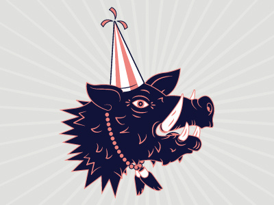 Oakhaus One Year Anniversary birthday boar german illustration