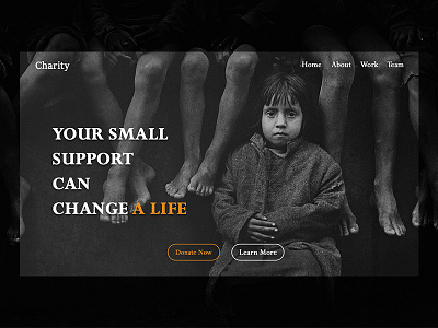 Charity Website Concept charity dark theme donate header help support website ui