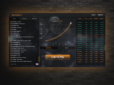 Crash game : CSGO button crash csgo game graph play stats ui ux