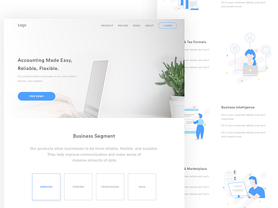 SAAS Website Design Concept accounting best illustration landing page minimal saas software ui ui uiux