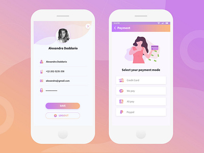 Profile and Payment Screen UI